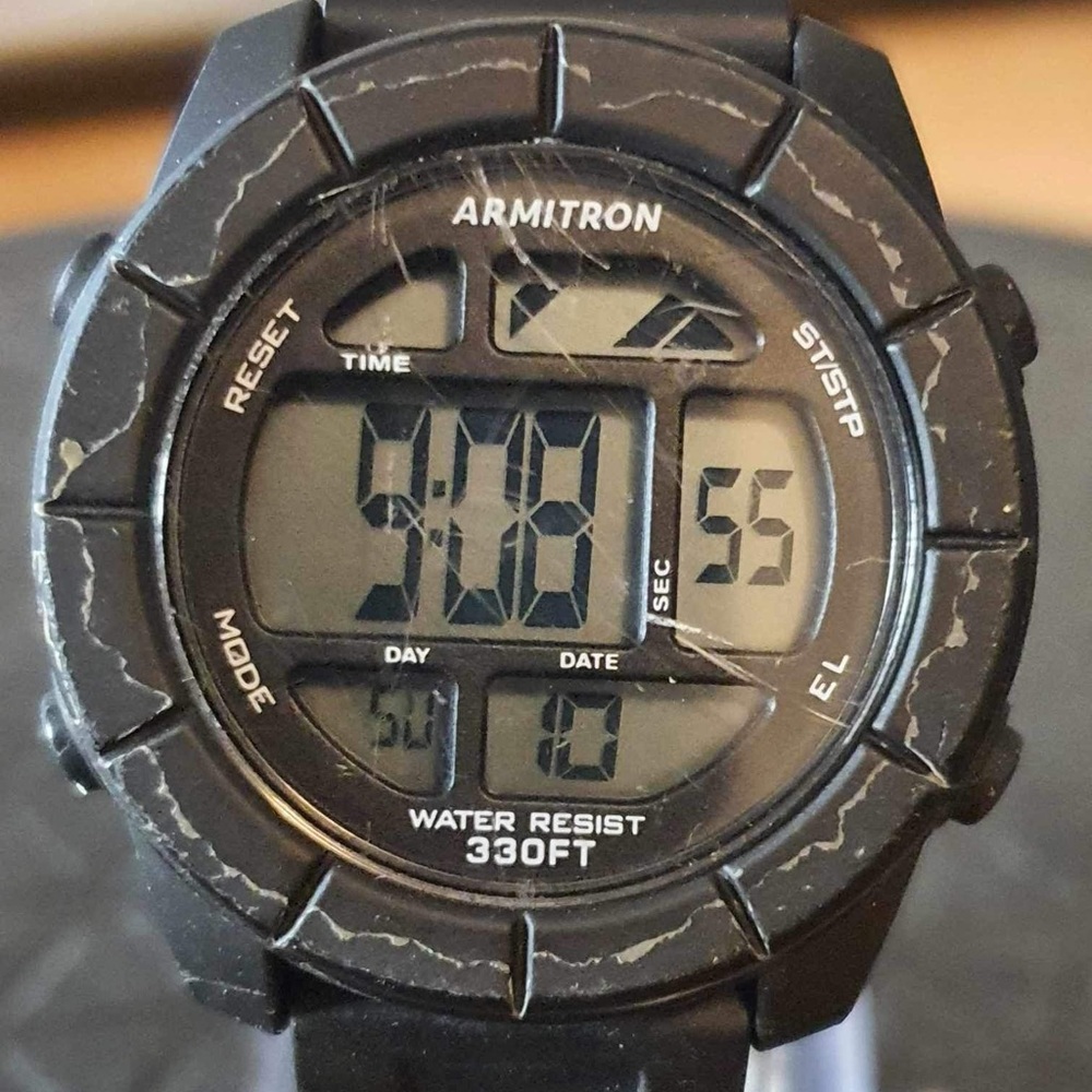 🦋10/$20🦋 Armitron Pro Sport Black Digital Alarm Chronograph Unisex Watch